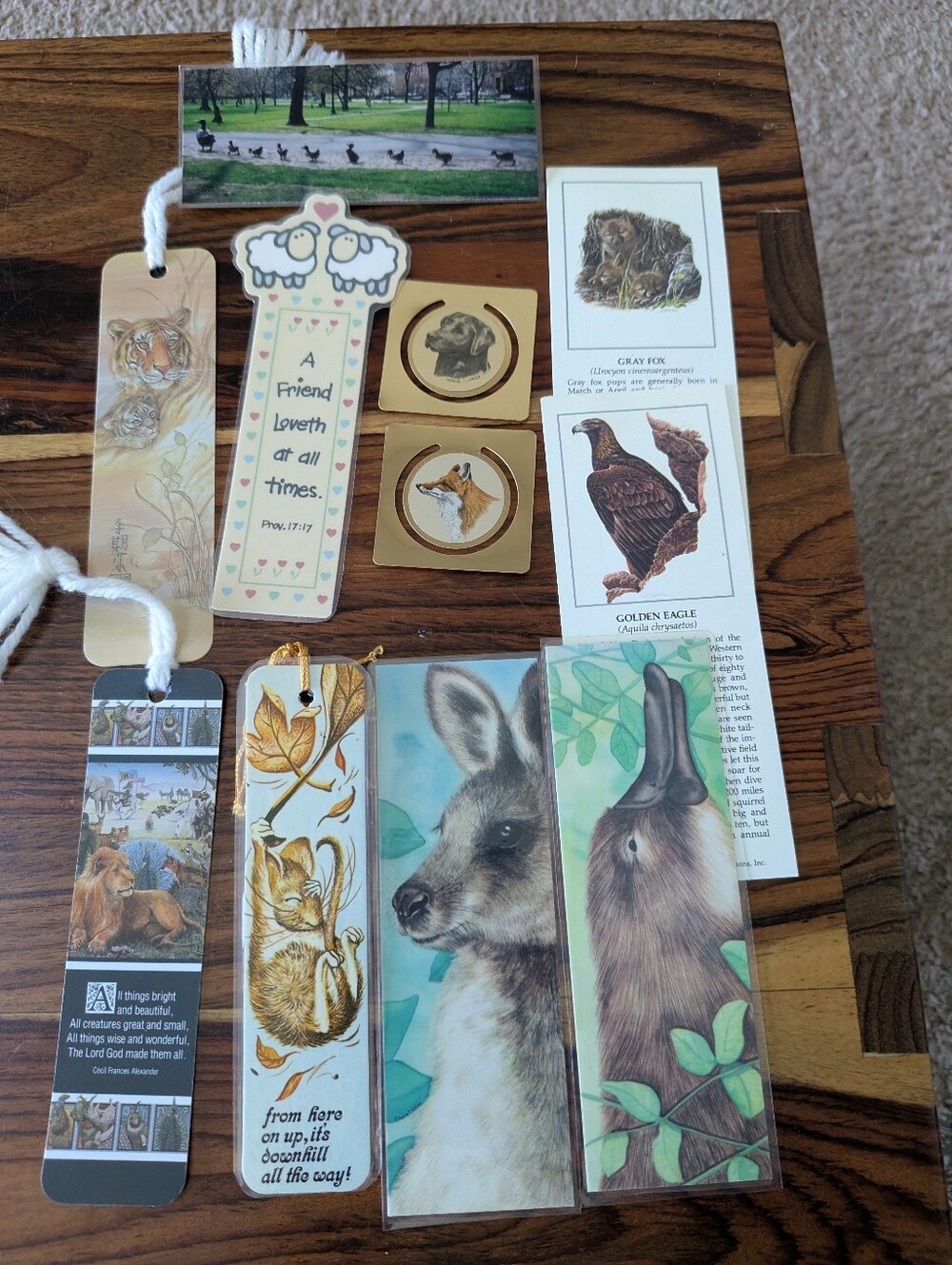 Vintage Animal Bookmark Lot Wildlife Dogs Cats Nature Mixed Bundle Set of 9